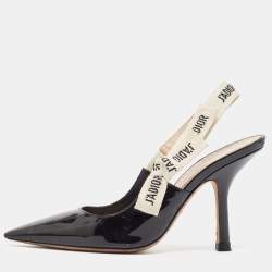 Pre Owned Dior Black Patent Leather J'Adior Pointed Toe Slingback Sandals Size 36