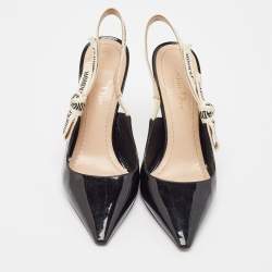 Pre Owned Dior Black Patent Leather J'Adior Pointed Toe Slingback Sandals Size 36