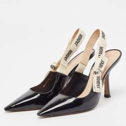 Pre Owned Dior Black Patent Leather J'Adior Pointed Toe Slingback Sandals Size 36