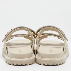 Dior Cream Leather DiorAct Flat Sandals Size 37.5
