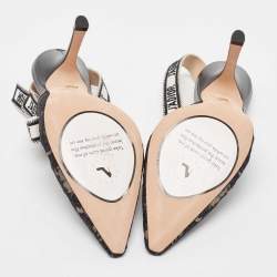 Pre Owned Dior Black Lace and Leather Jadior Slingback Pumps Size 40