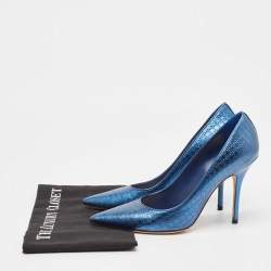 Dior Blue Micro Cannage Patent Leather Cherie Pumps Size 39