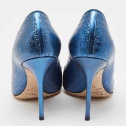 Dior Blue Micro Cannage Patent Leather Cherie Pumps Size 39