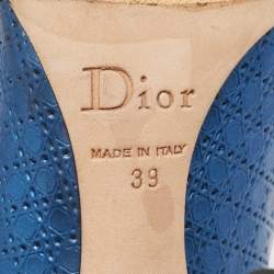 Dior Blue Micro Cannage Patent Leather Cherie Pumps Size 39