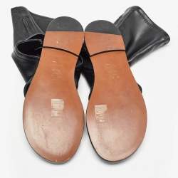 Dior Black Leather Spirit Thong Flat Sandals Size 38