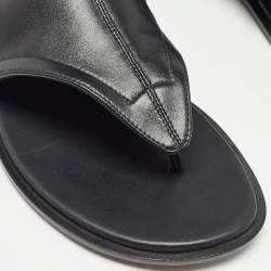 Dior Black Leather Spirit Thong Flat Sandals Size 38