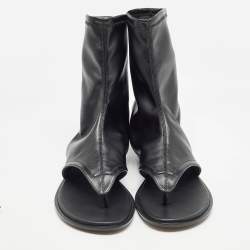 Dior Black Leather Spirit Thong Flat Sandals Size 38
