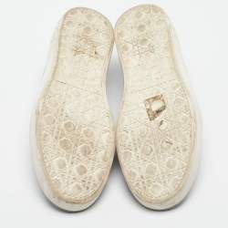 Pre Owned Dior Navy Blue/Black Denim and Leather Dior Happy Sneakers Size 38.5