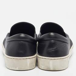 Pre Owned Dior Navy Blue/Black Denim and Leather Dior Happy Sneakers Size 38.5