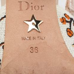 Pre Owned Dior White Floral Embroidered Canvas J'adior Slingback Pumps Size 36