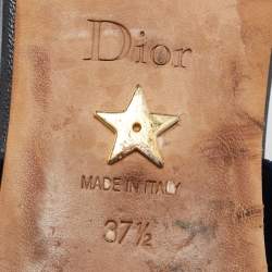 Pre Owned Dior Navy Blue Velvet J'adior Slingback Flats Size 37.5