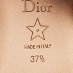 Dior Black/Beige Logo Embroidered Canvas Dway Flat Slides Size 37.5