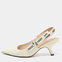 Pre Owned Dior Cream Patent Jadior Slingback Pumps Size 37.5
