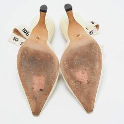 Pre Owned Dior Cream Patent Jadior Slingback Pumps Size 37.5