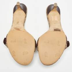 Dior Brown Oblique Canvas Buckle Detail Slide Sandals Size 37.5