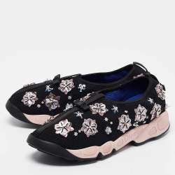 Dior Black Embellished Mesh Fusion Sneakers Size 39.5