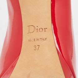 Dior Red Patent Leather Peep Toe Platform Pumps Size 37