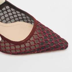 Pre Owned Dior Burgundy Mesh J'adior Slingback Pumps Size 36.5