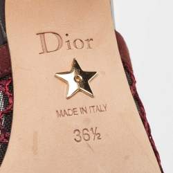 Pre Owned Dior Burgundy Mesh J'adior Slingback Pumps Size 36.5