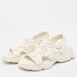 Pre Owned Dior White Canvas D-Connect Lace Up Sandals Size 39