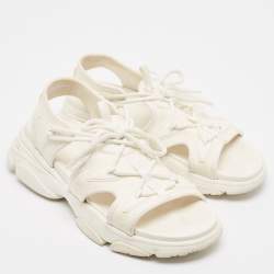 Pre Owned Dior White Canvas D-Connect Lace Up Sandals Size 39