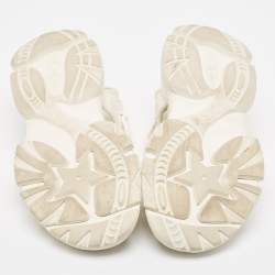 Pre Owned Dior White Canvas D-Connect Lace Up Sandals Size 39