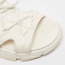 Pre Owned Dior White Canvas D-Connect Lace Up Sandals Size 39