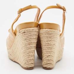 Dior Brown Patent Bow Accents Espadrilles Size 40.5