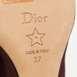 Dior Burgundy Suede Open Toe Wedge Mules Size 37