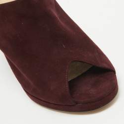Dior Burgundy Suede Open Toe Wedge Mules Size 37