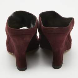 Dior Burgundy Suede Open Toe Wedge Mules Size 37