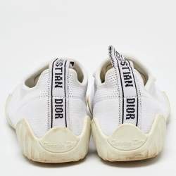 Pre Owned Dior White Knit Fabric D-Fence Sneakers Size 36.5