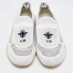 Pre Owned Dior White Knit Fabric D-Fence Sneakers Size 36.5