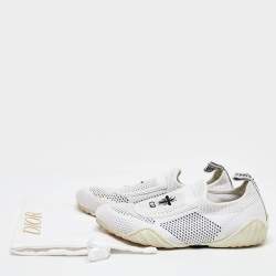 Pre Owned Dior White Knit Fabric D-Fence Sneakers Size 36.5