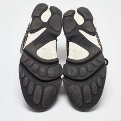 Pre Owned Dior Black Leather and Mesh Beads Embellished Low Top Sneakers Size 42