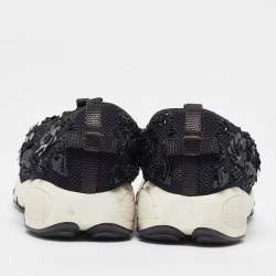 Pre Owned Dior Black Mesh Sequins/Beads Embellished Fusion Sneakers Size 38