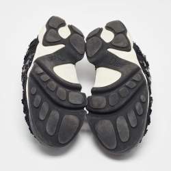 Pre Owned Dior Black Mesh Sequins/Beads Embellished Fusion Sneakers Size 38