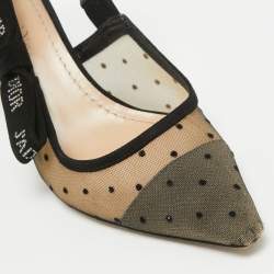Dior Beige/Black Mesh and Suede J'Adior Slingback Pumps Size 37
