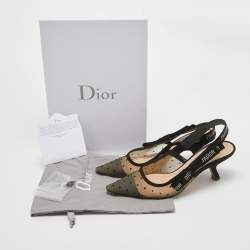 Dior Beige/Black Mesh and Suede J'Adior Slingback Pumps Size 37