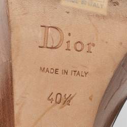 Dior Brown Suede and Leather Studded Platform Slide Sandals Size 40.5