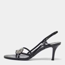 Dior Black Patent Leather Slingback Sandals Size 37.5