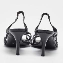 Dior Black Patent Leather Slingback Sandals Size 37.5