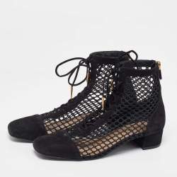 Dior Black Mesh and Suede Naughtily-D Boots Size 37.5