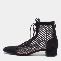 Dior Black Mesh and Suede Naughtily-D Boots Size 37.5