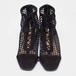 Dior Black Mesh and Suede Naughtily-D Boots Size 37.5