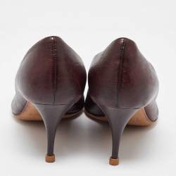Pre Owned Dior Brown Leather CD Charm Round Toe Pumps Size 36