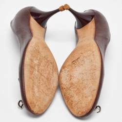 Pre Owned Dior Brown Leather CD Charm Round Toe Pumps Size 36