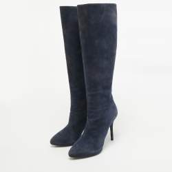 Dior Blue Suede Knee Length Boots Size 37