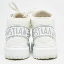 Dior White Mesh and Patent Leather D-Player High Top Sneaker Size 37.5