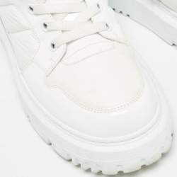 Dior White Mesh and Patent Leather D-Player High Top Sneaker Size 37.5